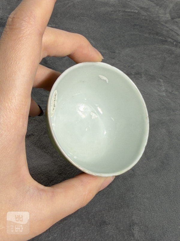 清晚期秋葵绿釉小杯 - 图8